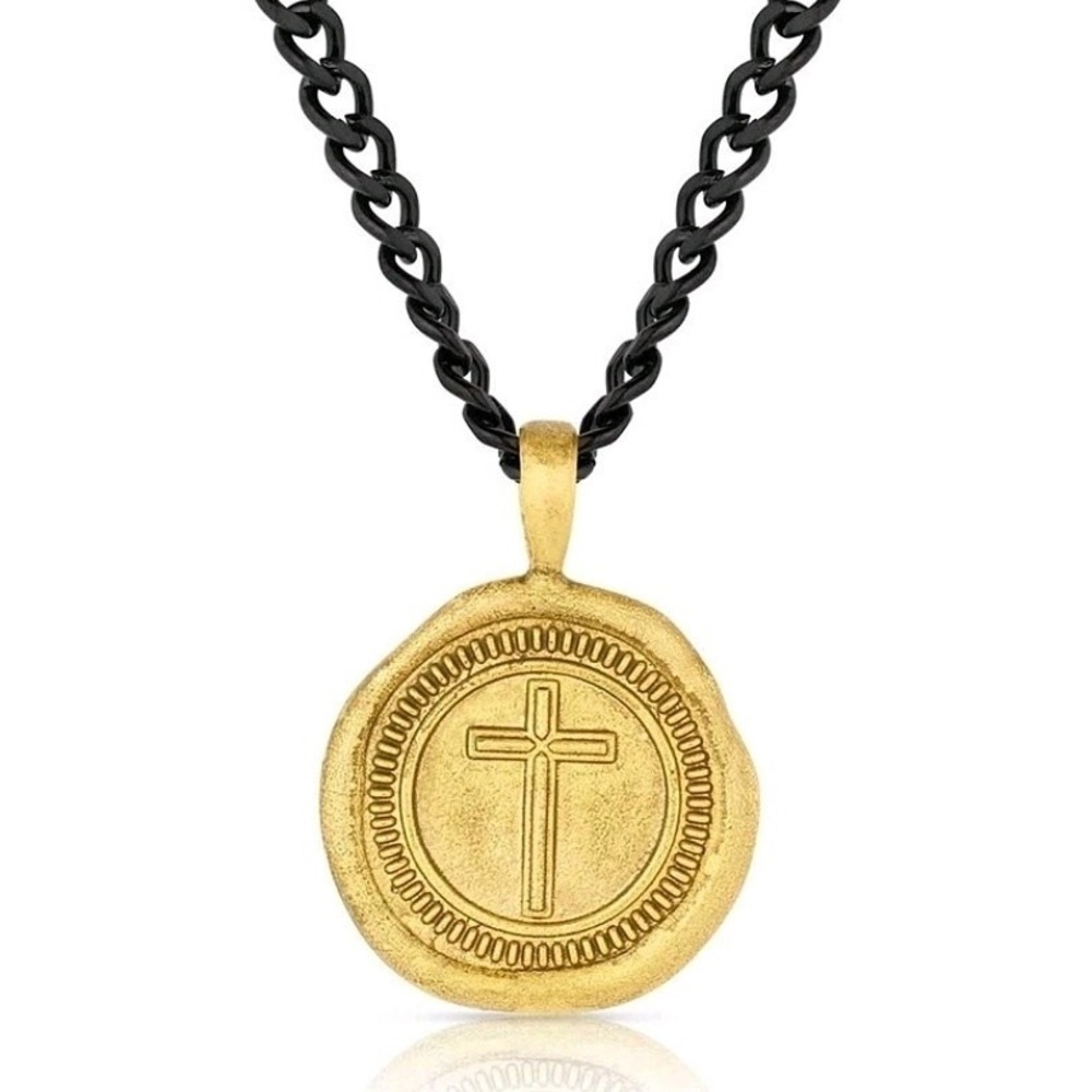 Montana Silversmiths Necklace Men's Seal Of Faith Cross NC6090 Retail $75 NEW